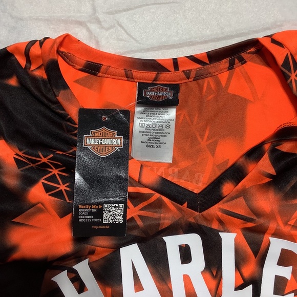 Harley Davidson Short Sleeve T-Shirt Orange Black - Picture 3 of 6